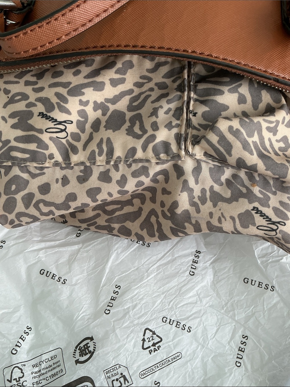 GUESS Brown Dual-Texture Tote - Picture 7 of 12